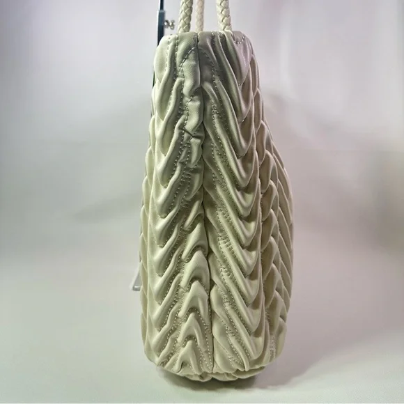 NEW SAM EDLEMAN ARI QUILTED LARGE VEGAN LEATHER TOTE SHOULDER BAG IVORY NWT!! - Picture 8 of 10
